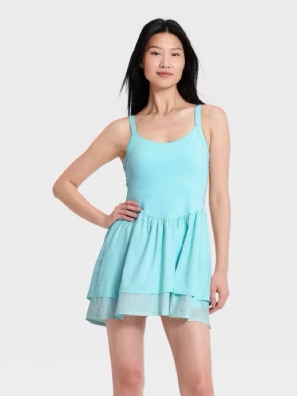 Target Women's Active Knit Layered Dress - All In Motion™ Light Blue